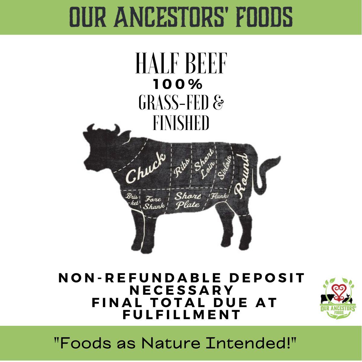 BEEF SHARE (1/2) HALF GRASS-FED BEEF (DEPOSIT ONLY)